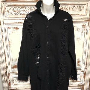 Black Casual Denim Shirt Jacket S, Denim Jacket